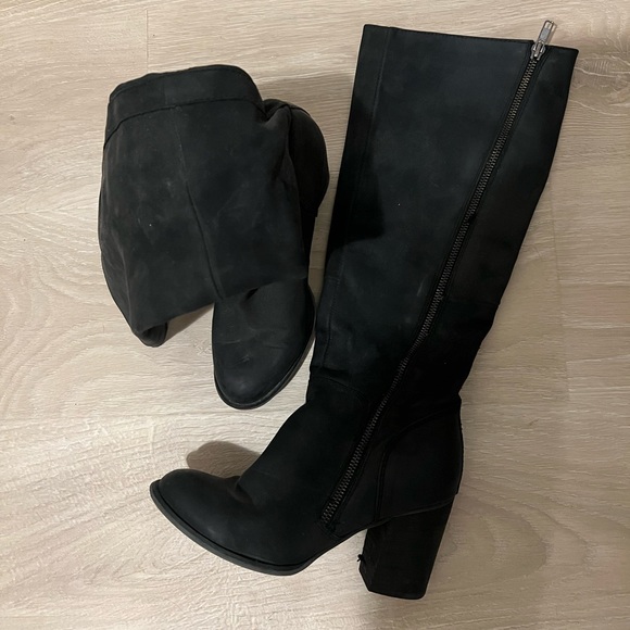 Aldo Shoes - Black Leather Knee High Shaft Boot